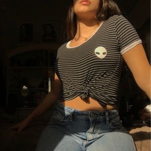 Black and White Striped Allen Tee